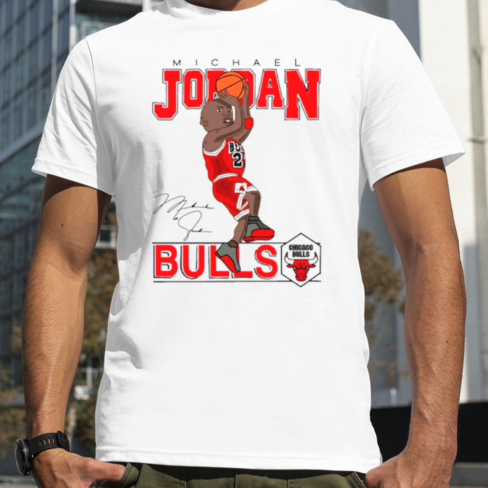 Michael Jordan Chicagon Bulls cartoon signature shirt