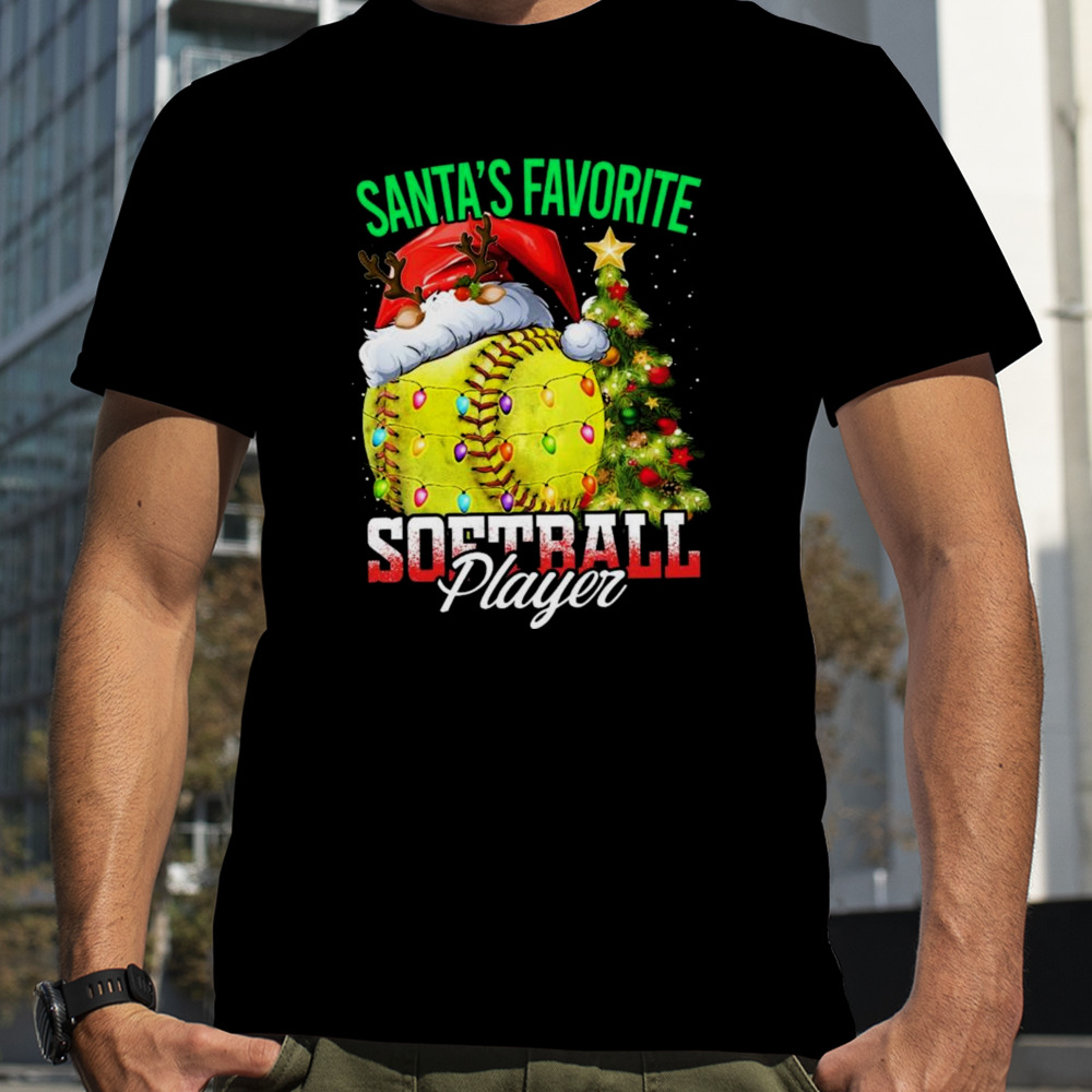 Santa’s Favorite Softball Player Christmas Tree T-shirt