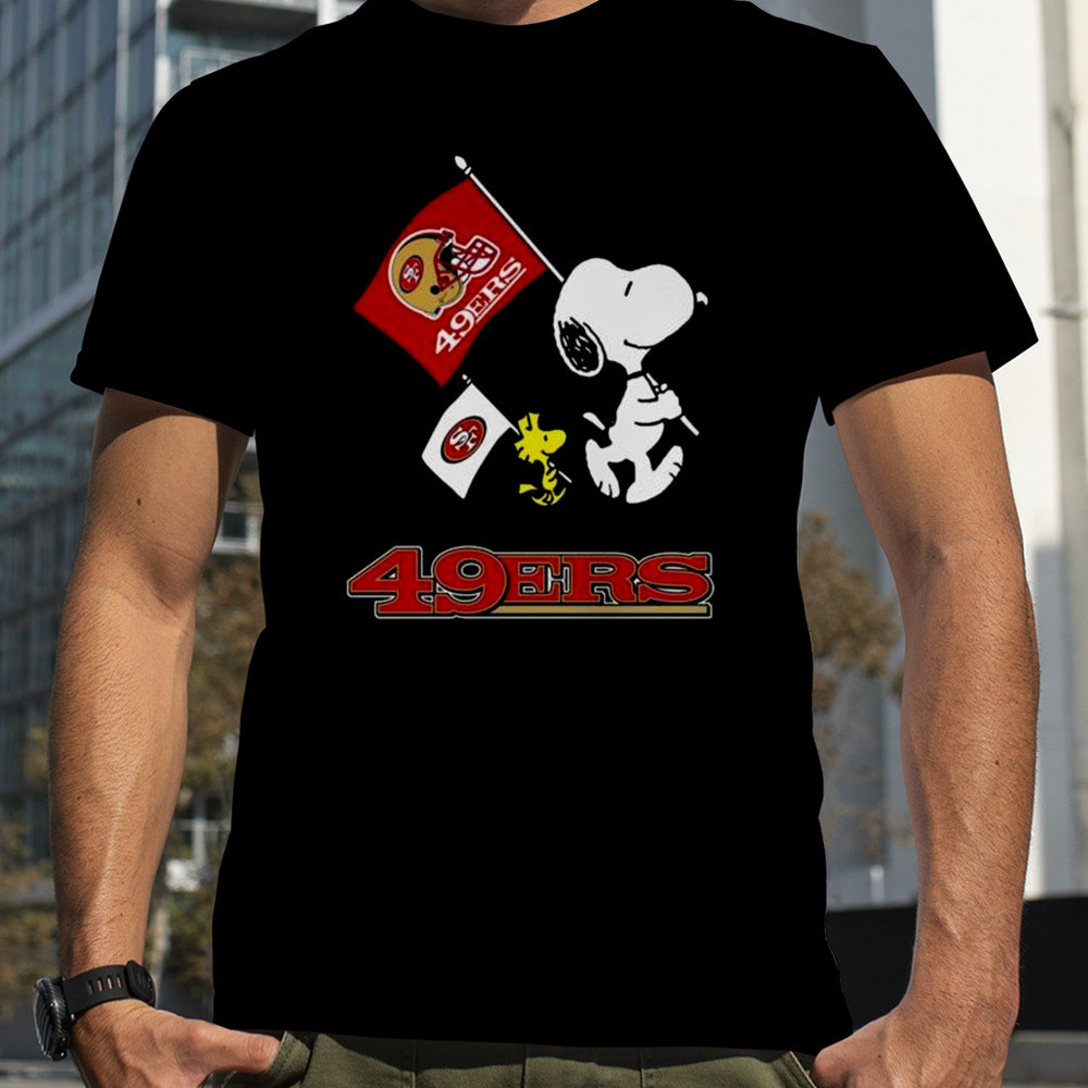 Snoopy And Woodstock San Francisco 49ers Football Flag Shirt