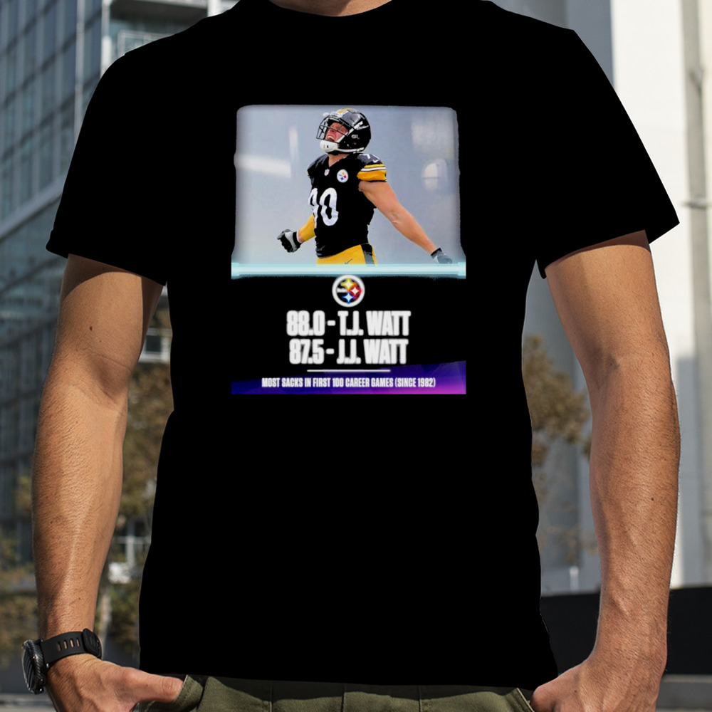 T.J. Watt passes J.J. Watt for the most sacks in his first 100 career games shirt