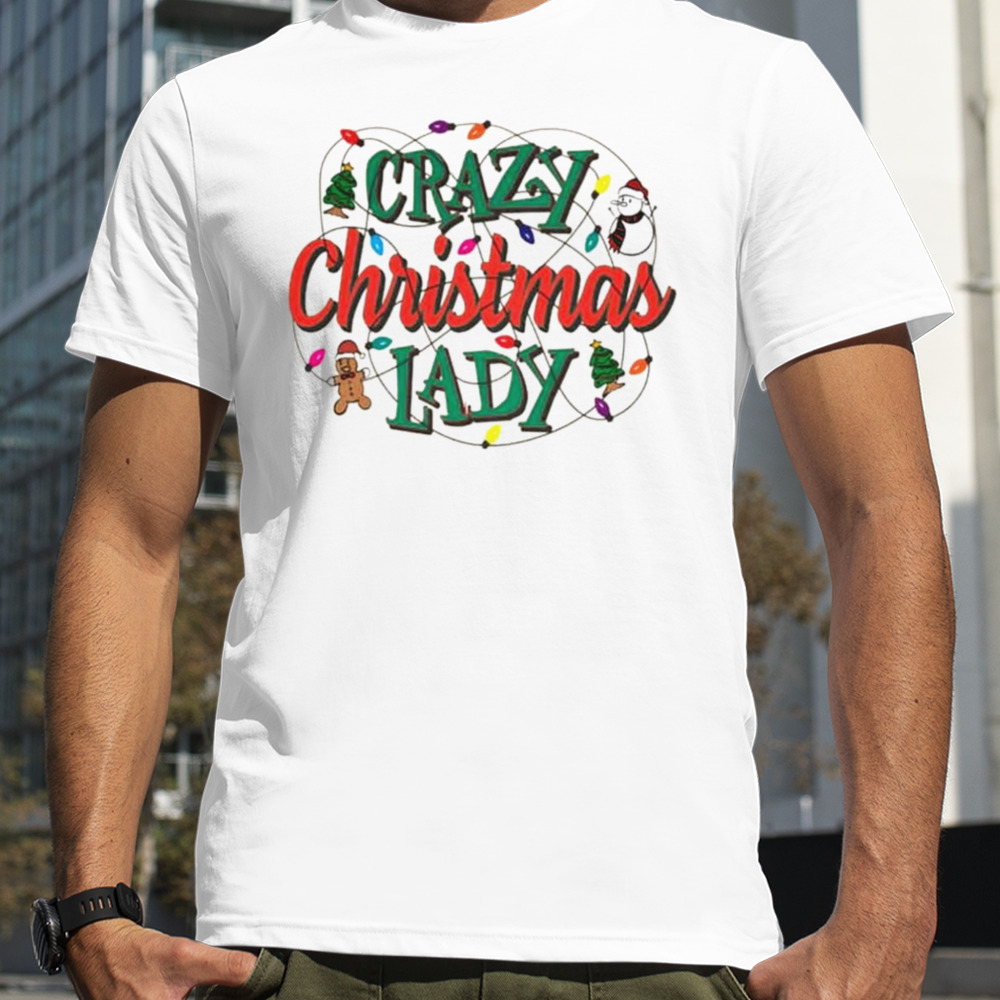 Crazy Christmas lady tree snow shirt