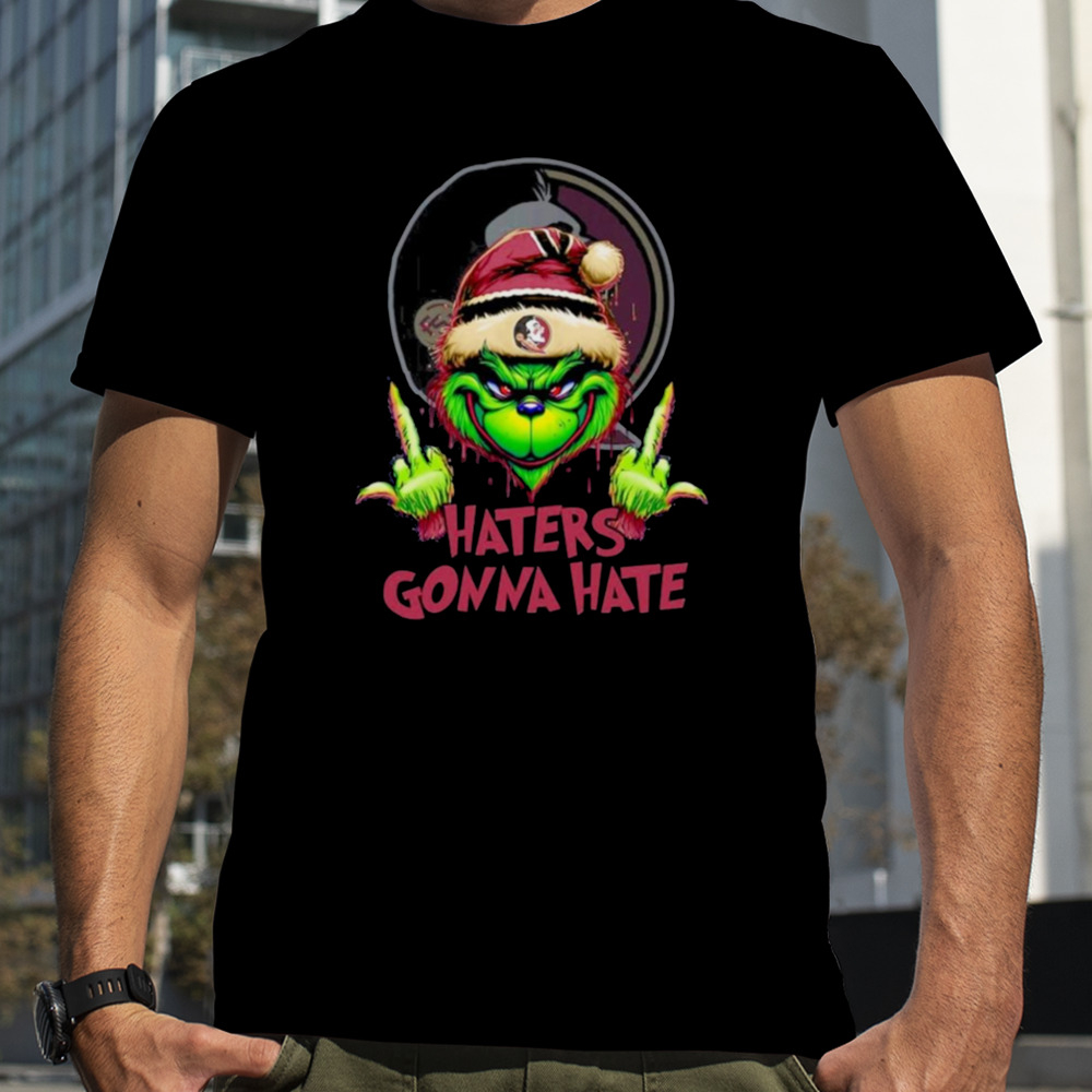 Florida State Seminoles Grinch Santa Middle finger haters gonna hate shirt