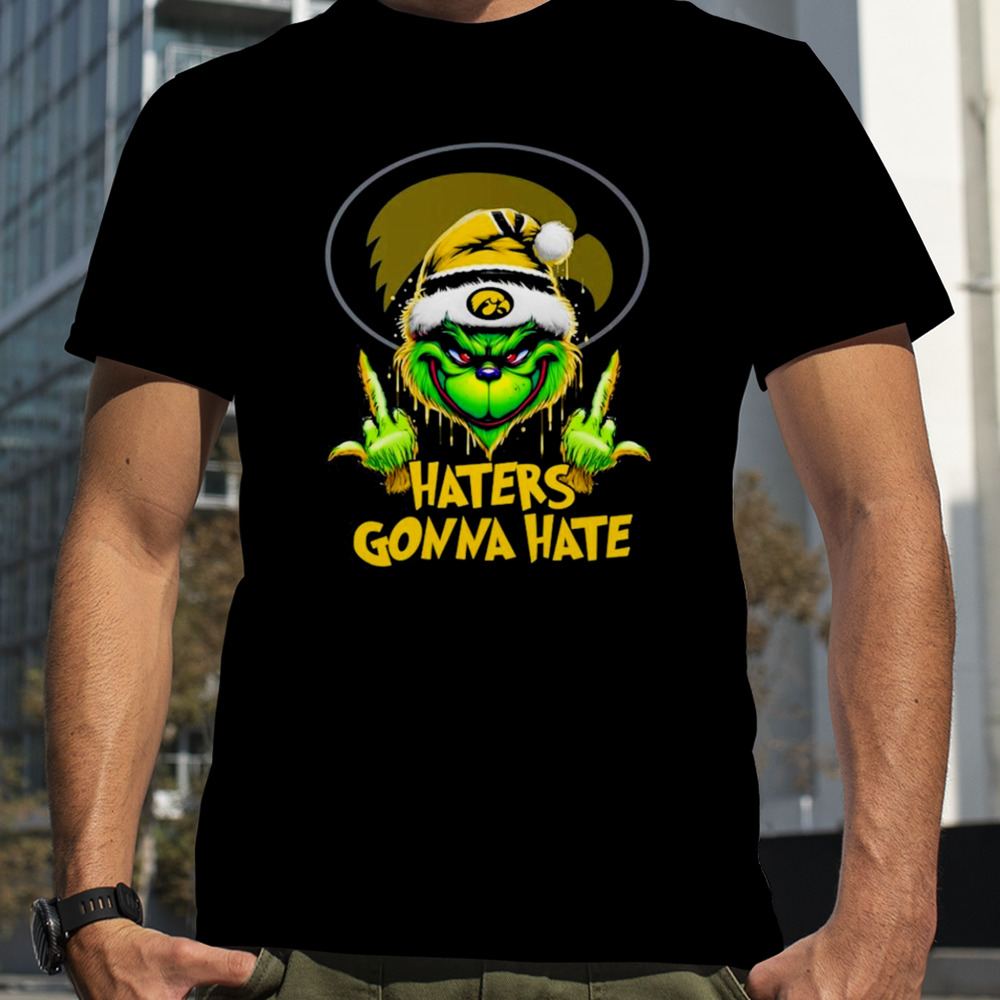 Iowa Hawkeyes Grinch Santa Middle finger haters gonna hate shirt