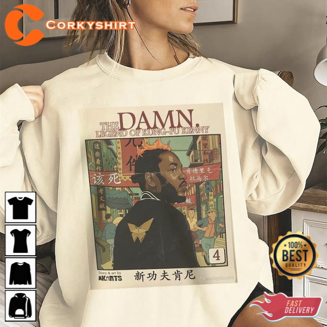 Kendrick Lamar Kung Fu Kenny Damn Comic Art Book Vintage 90s T-Shirt