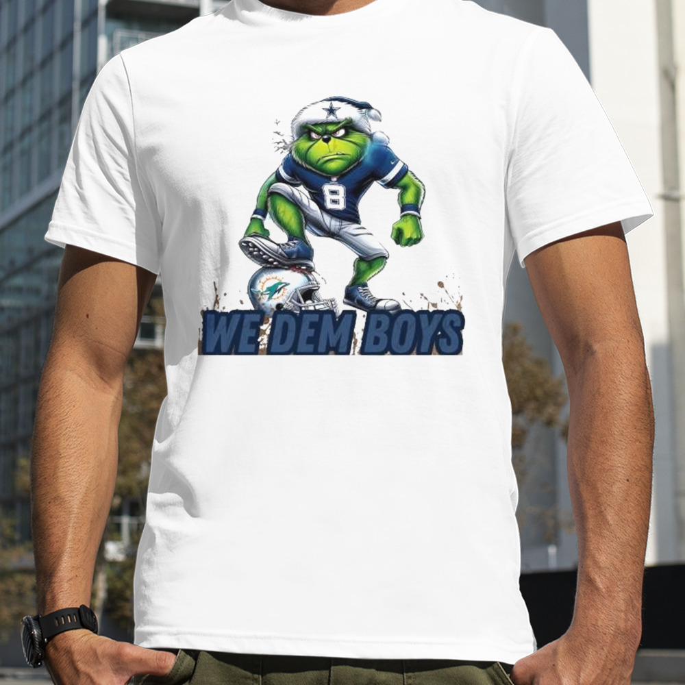 Santa Grinch Dallas Cowboys We Dem Boyz Miami Dolphins Christmas T-Shirt