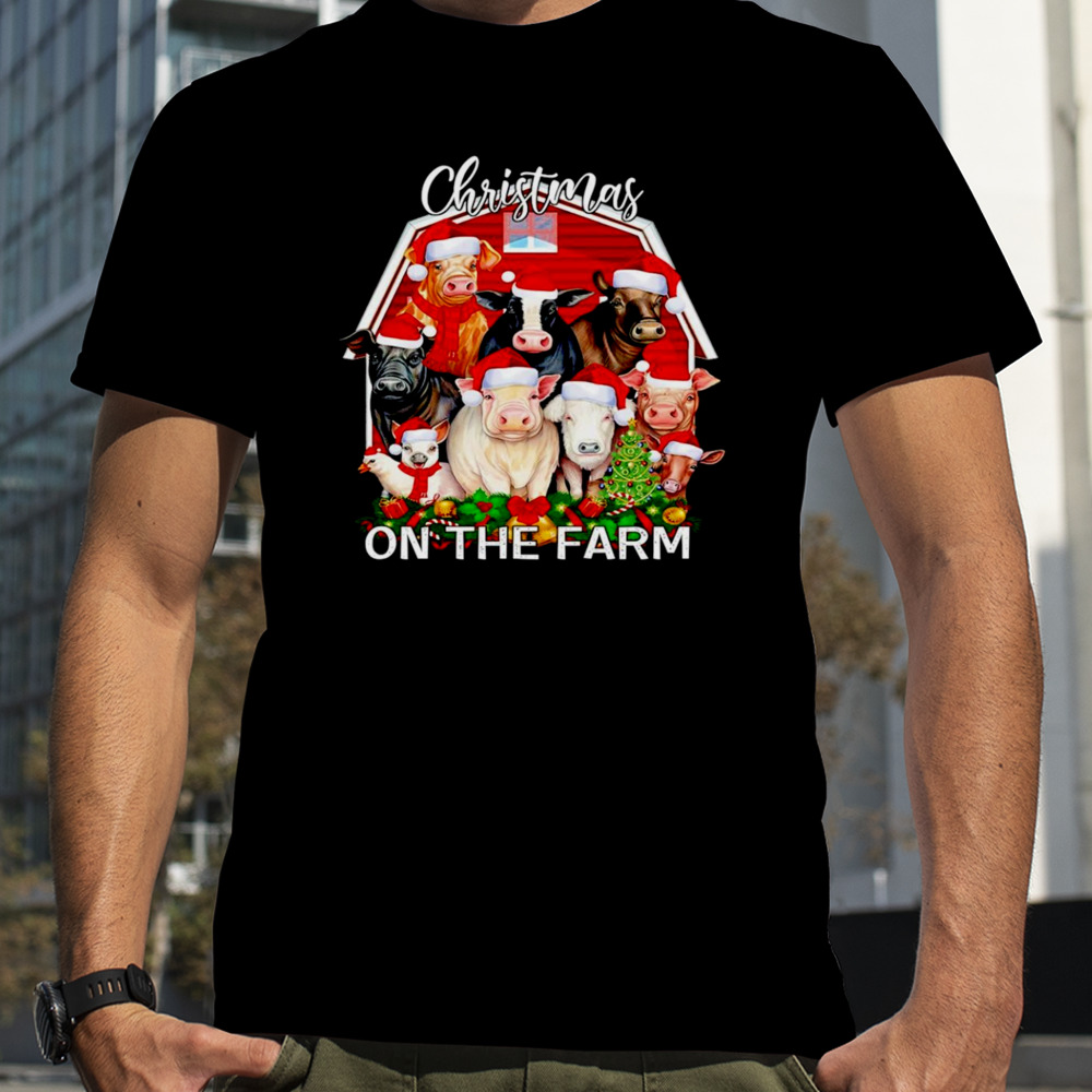 Animals Santa Christmas on the farm shirt