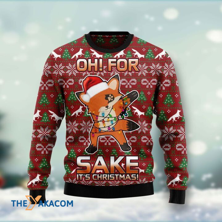 Awesome Fox With Light Oh For Sake It's Christmas Gift For Christmas Ugly Christmas Sweater