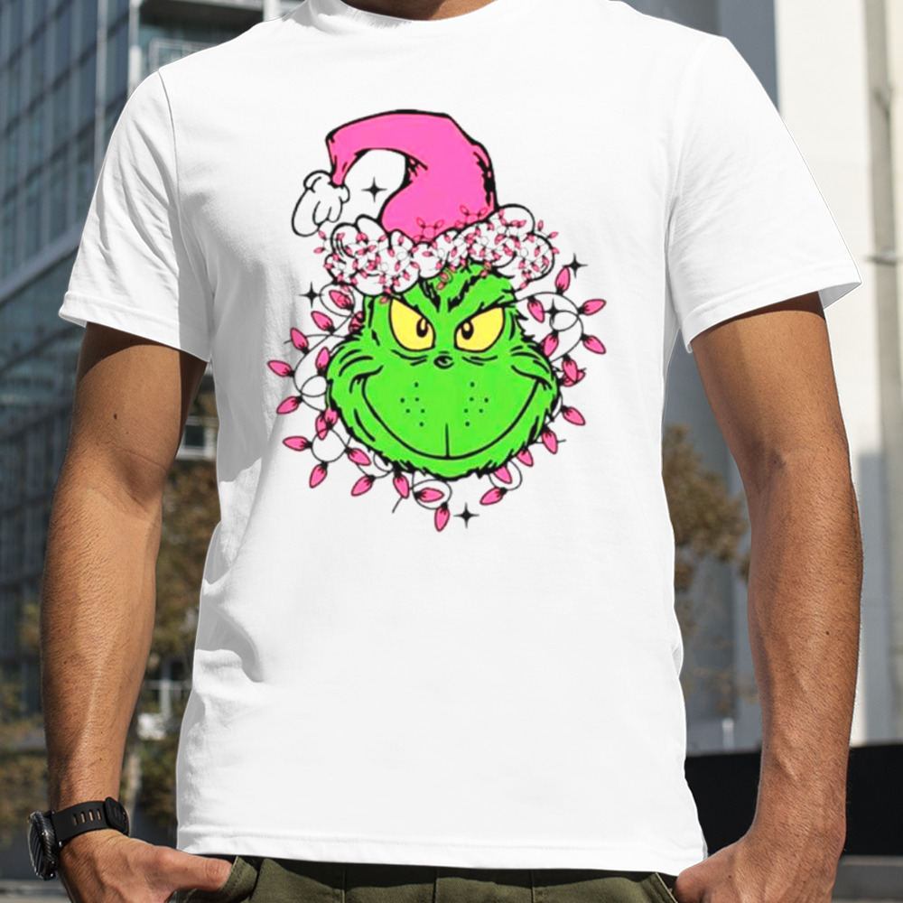 Grinch pink Christmas lights shirt