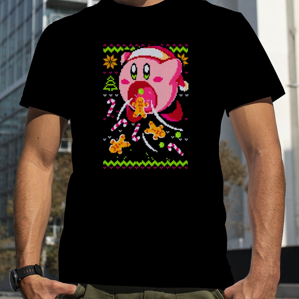 Kirby Santa hat gingerbread Ugly Christmas shirt