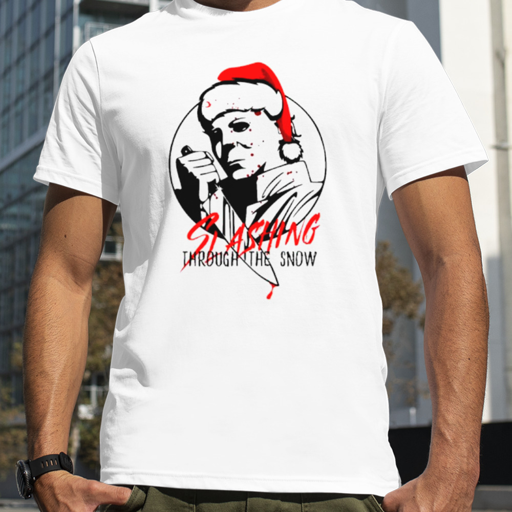 Michael myers Santa slashing through the snow shirt