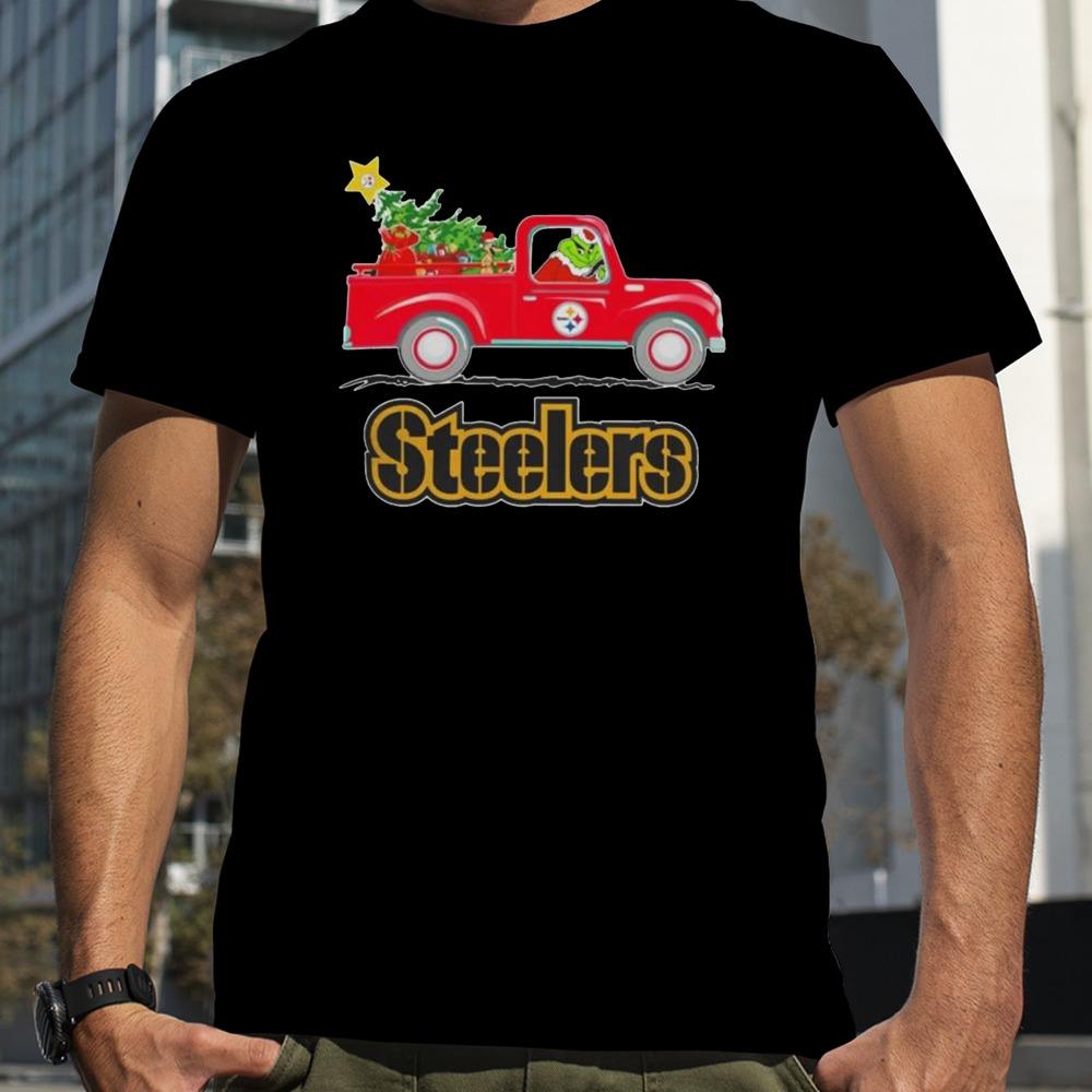 Nfl Pittsburgh Steelers Santa Grinch Driving Truck Christmas 2023 T-shirt