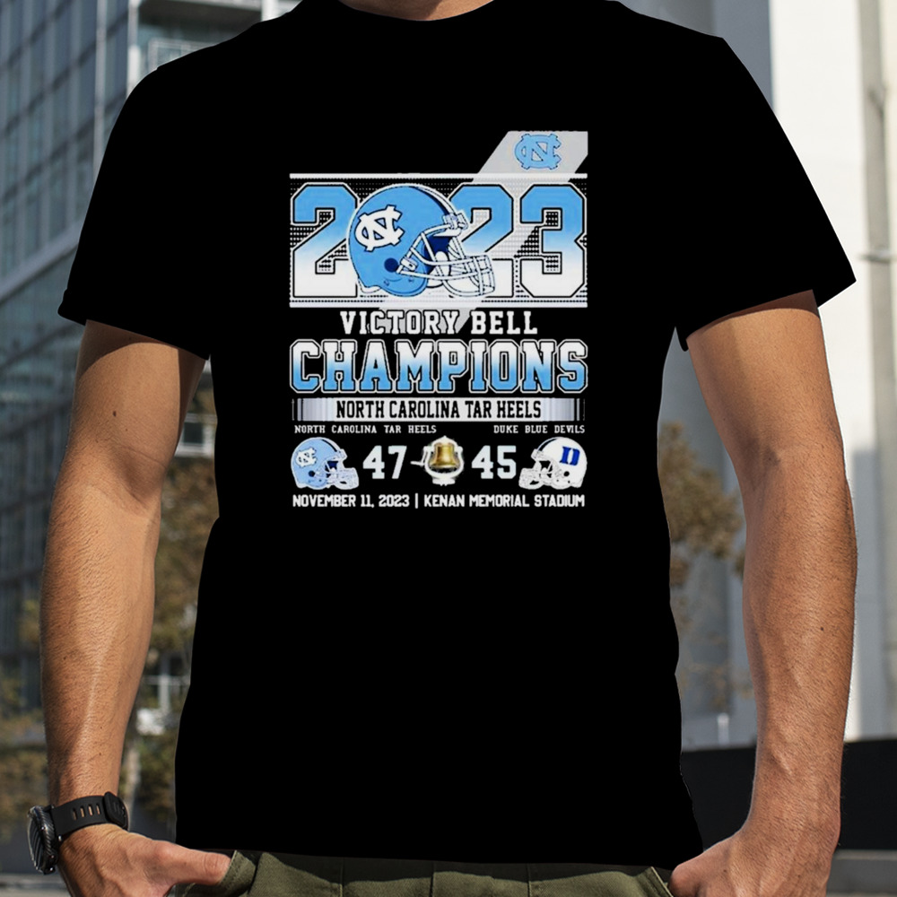 North Carolina Tar Heels 2023 Victory Bell Champions 47 45 Duke Final Score Shirt