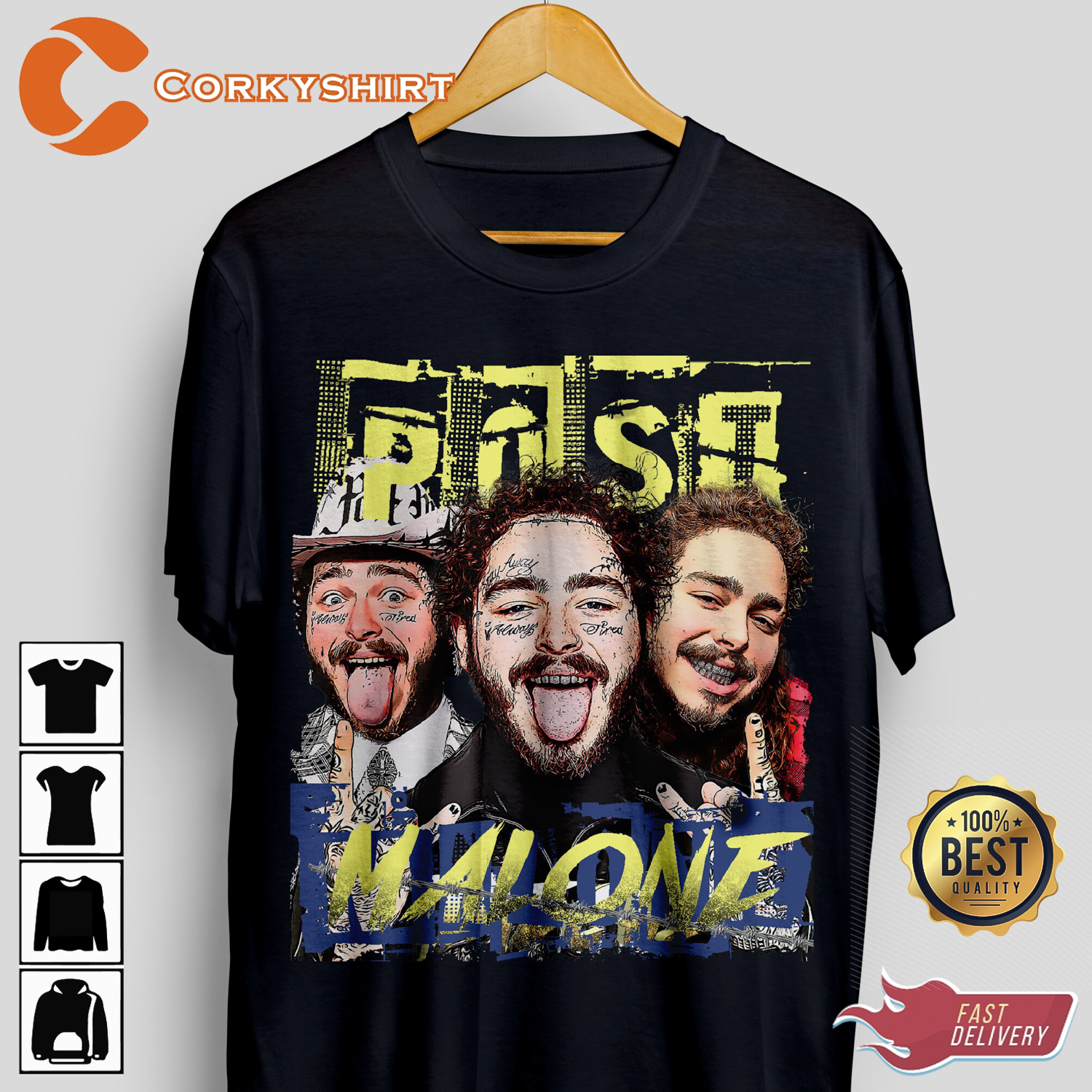 Post Malone Rap Big Face Potrait Streetwear T-Shirt