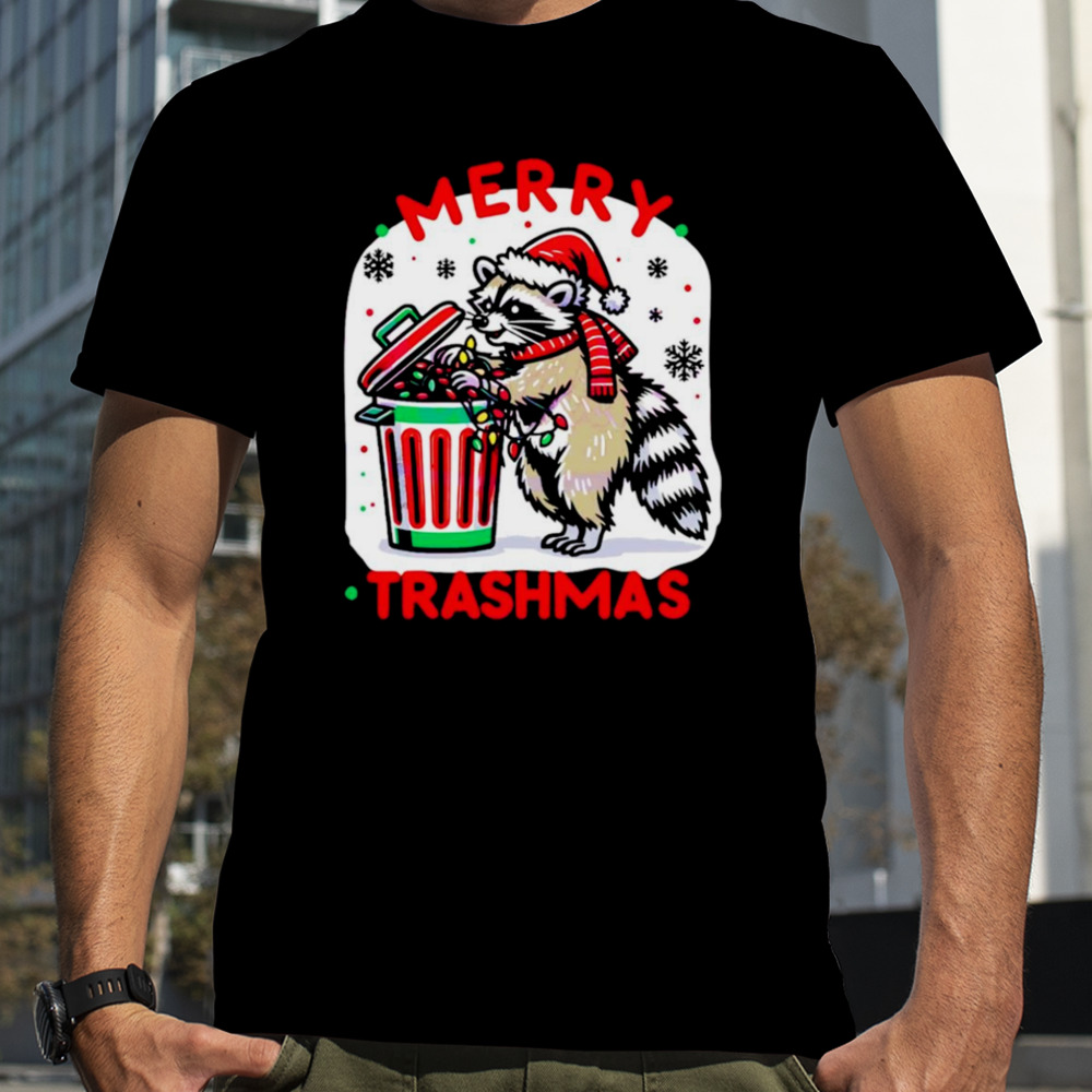 Raccoon Santa merry trashmas Christmas shirt