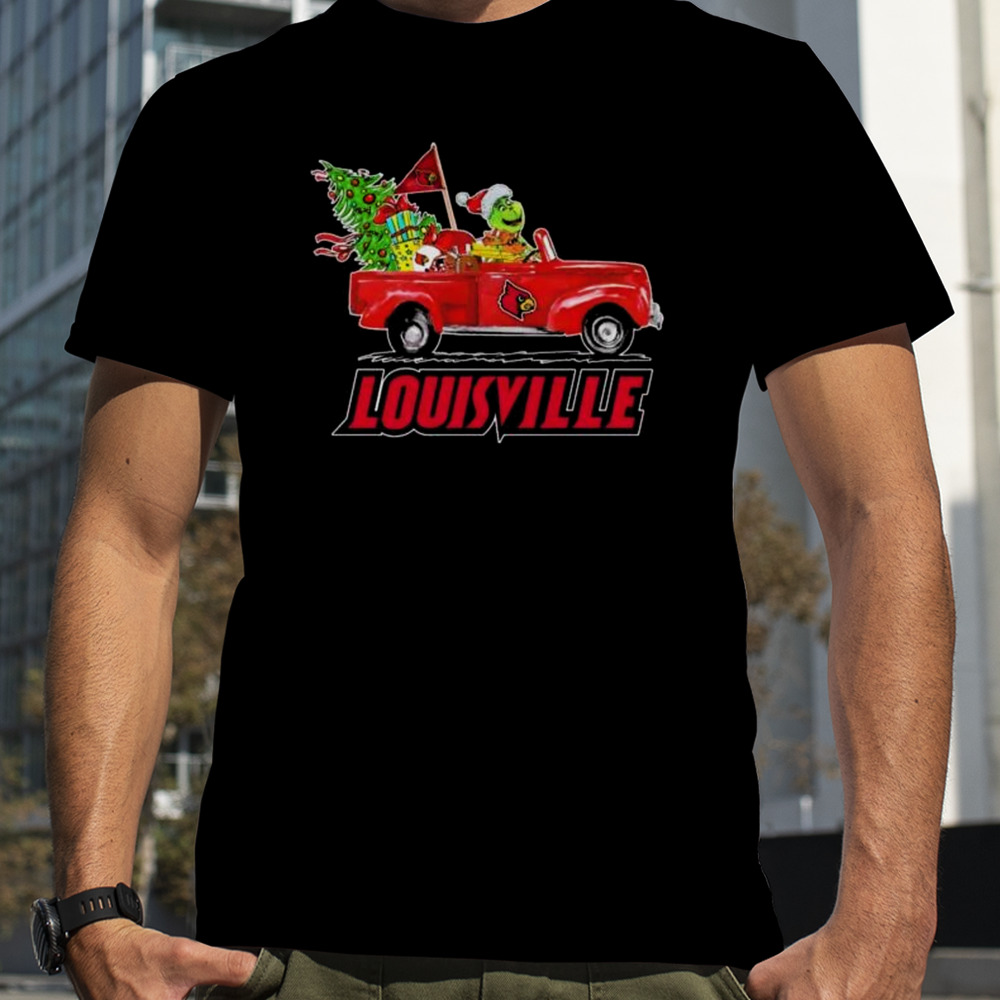 Santa Grinch Driving Car Louisville Cardinals Shirt