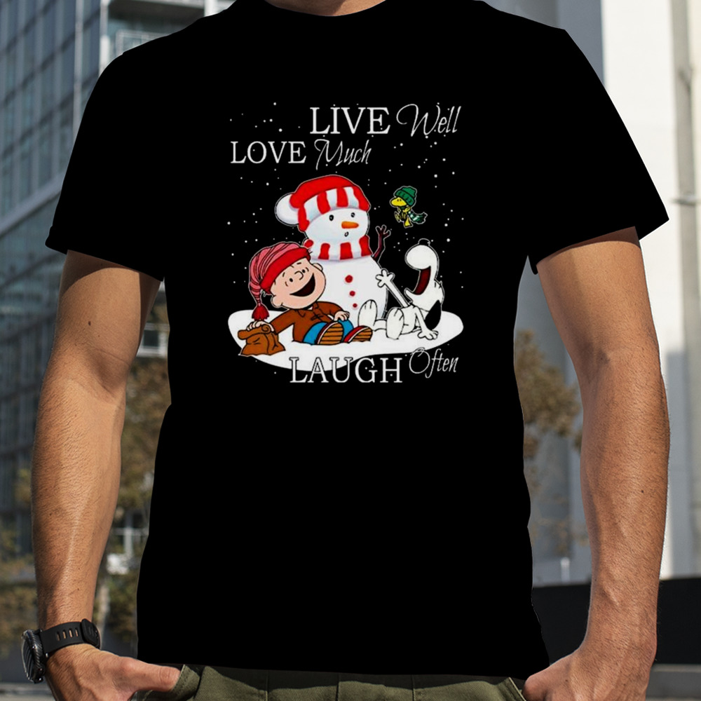 Snoopy Charlie Brown Live Well Love Much Laugh Often Christmas 2023 T-shirt