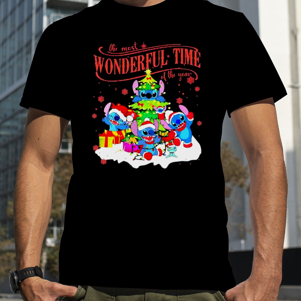 Stitch Santa Claus the most wonderful time of the year shirt