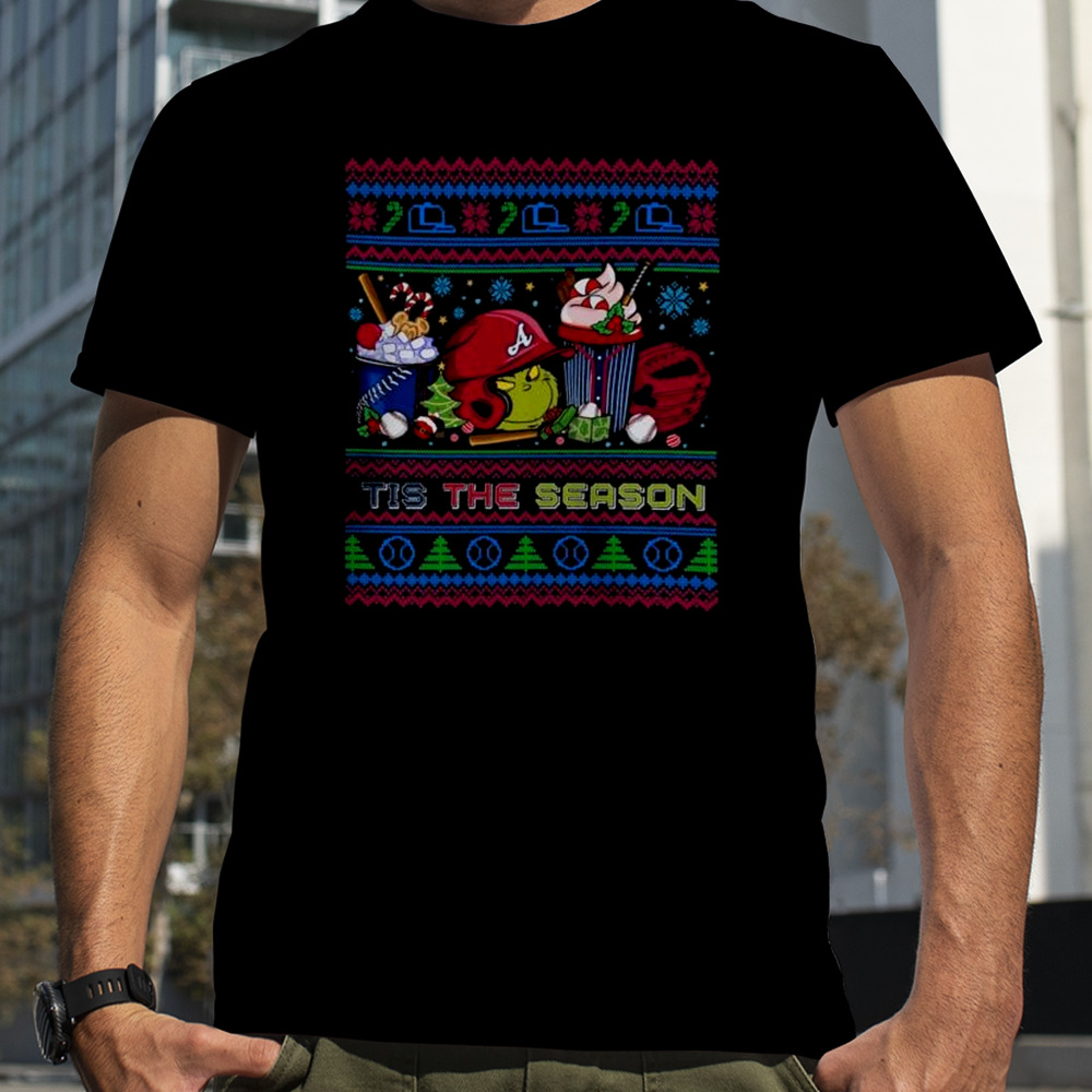 The Grinch Atlanta Braves Tis The Damn Season Ugly Christmas T-Shirt