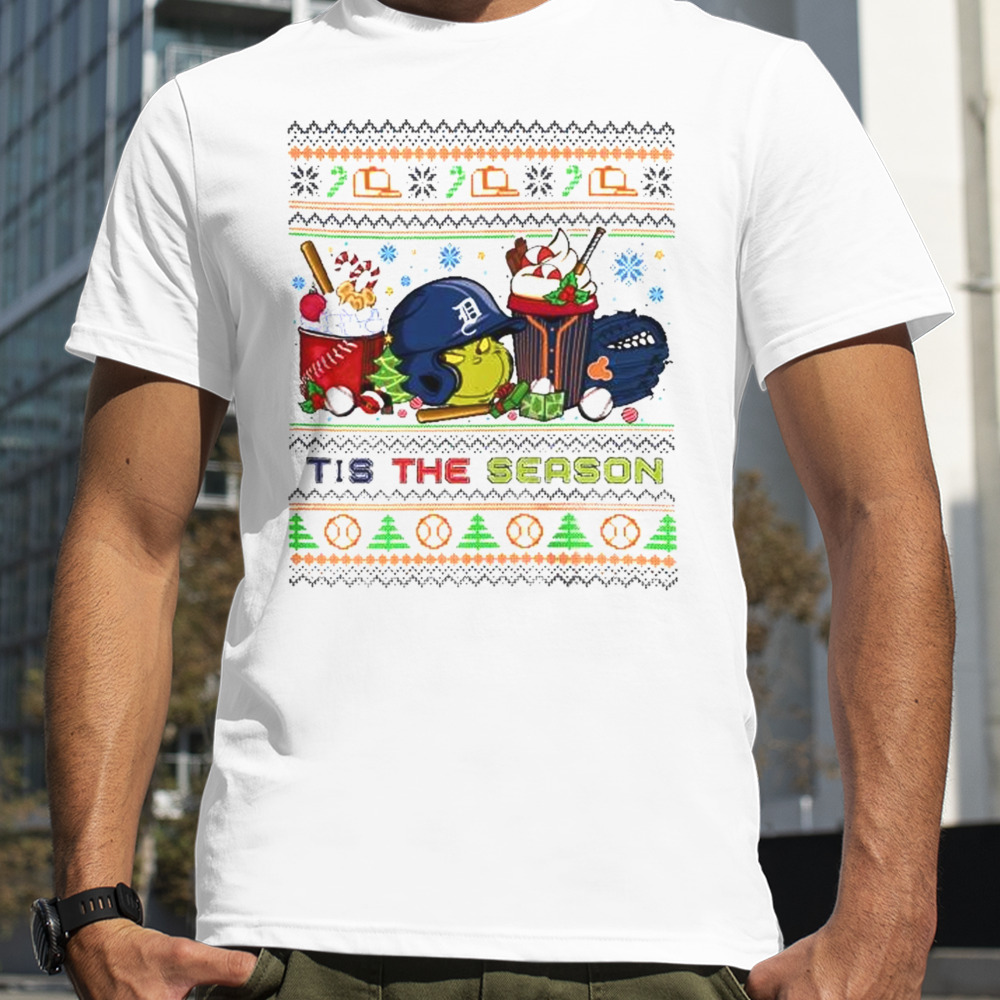 The Grinch Detroit Tigers Tis The Damn Season Ugly Christmas T-Shirt