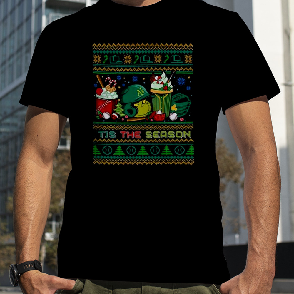 The Grinch Oakland Athletics Tis The Damn Season Ugly Christmas T-Shirt