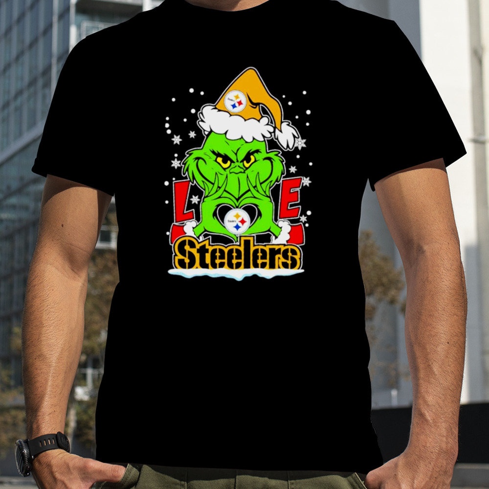 The Grinch Santa love Pittsburgh Steelers shirt