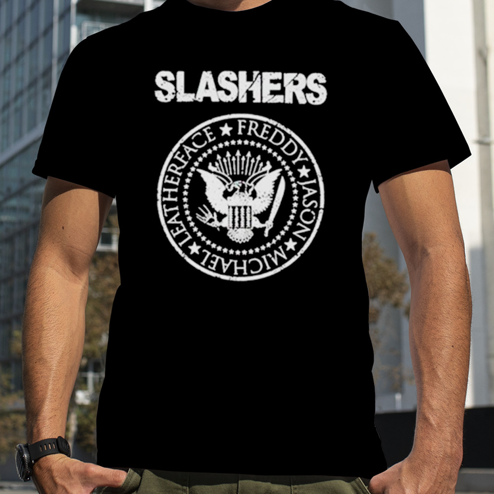 The Slashers Ramones logo parody shirt