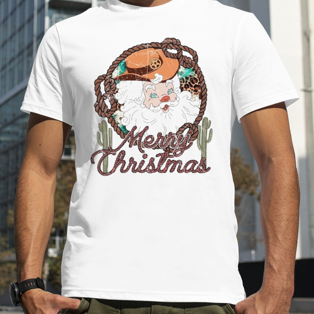 Western Santa merry Christmas shirt