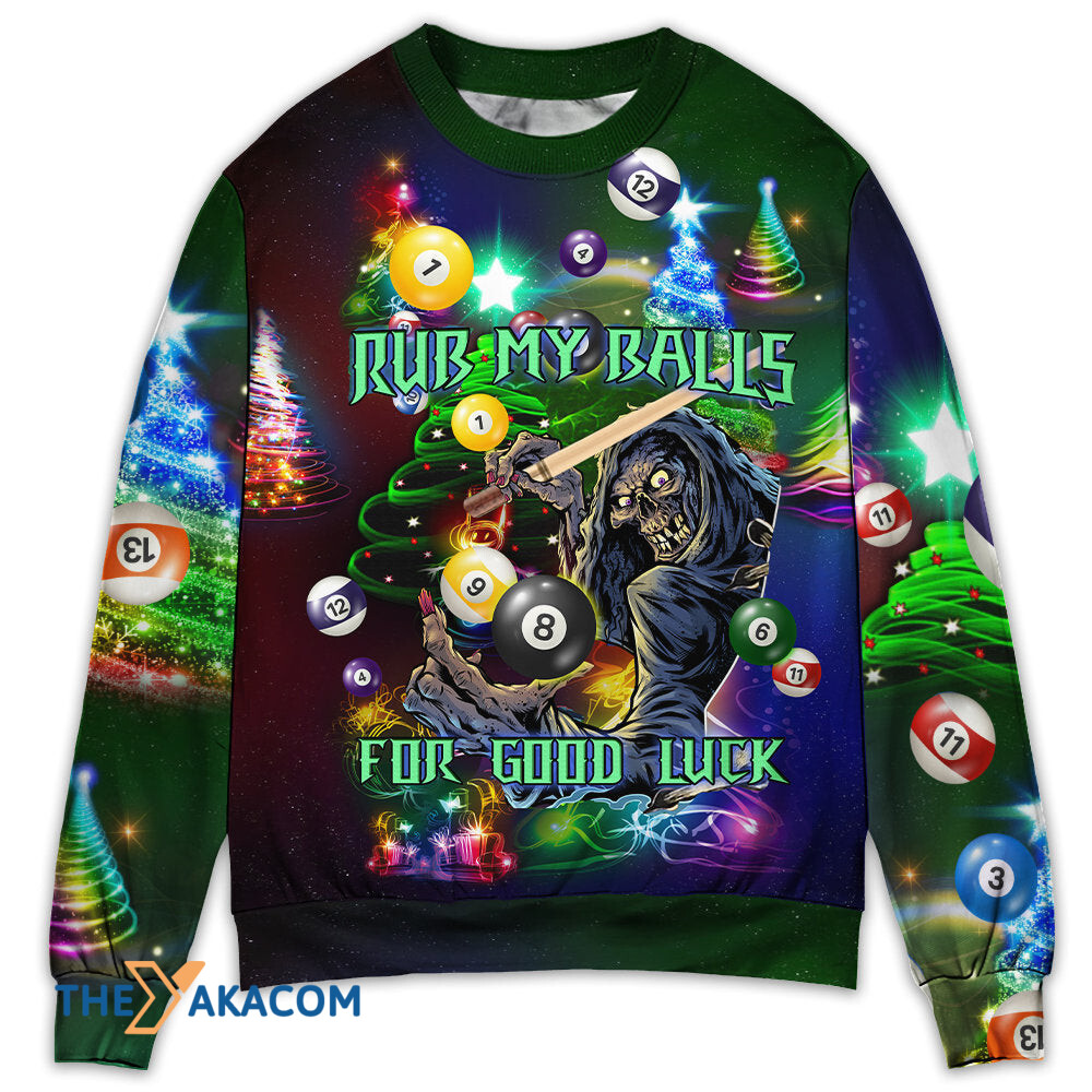 Billiard Rub My Ball For Christmas Gift For Lover Ugly Christmas Sweater