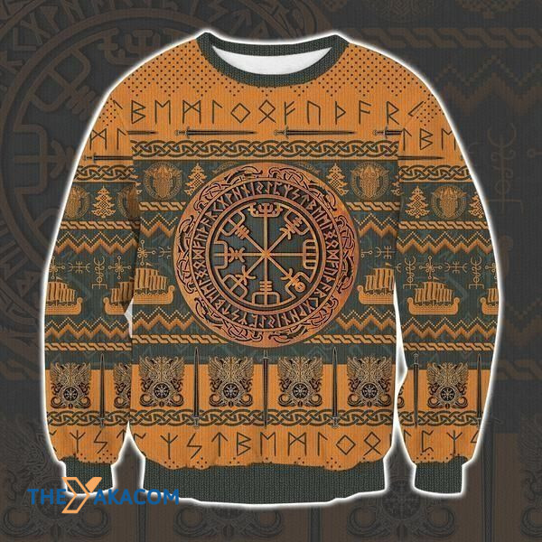 Black And Brown Viking Norse Mythology Gift For Christmas Ugly Christmas Sweater