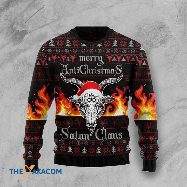 Black And White Head Merry Anti Christmas Satan Claus Gift For Christmas Ugly Christmas Sweater