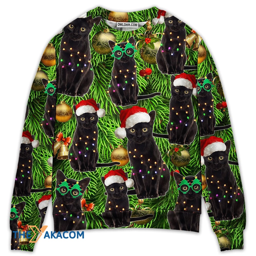 Black Cat Christmas Merry Xmas Gift For Lover Ugly Christmas Sweater