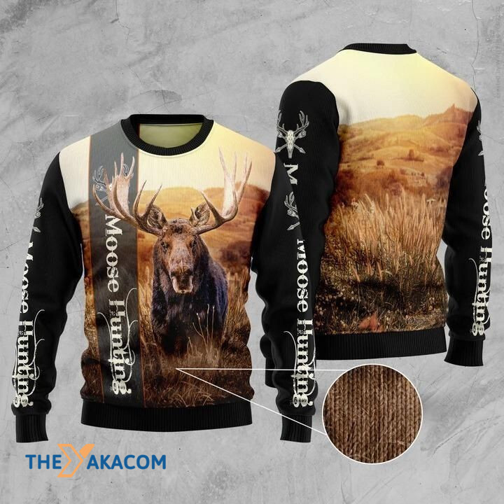 Brown Moose Hunter Gift For Christmas Ugly Christmas Sweater