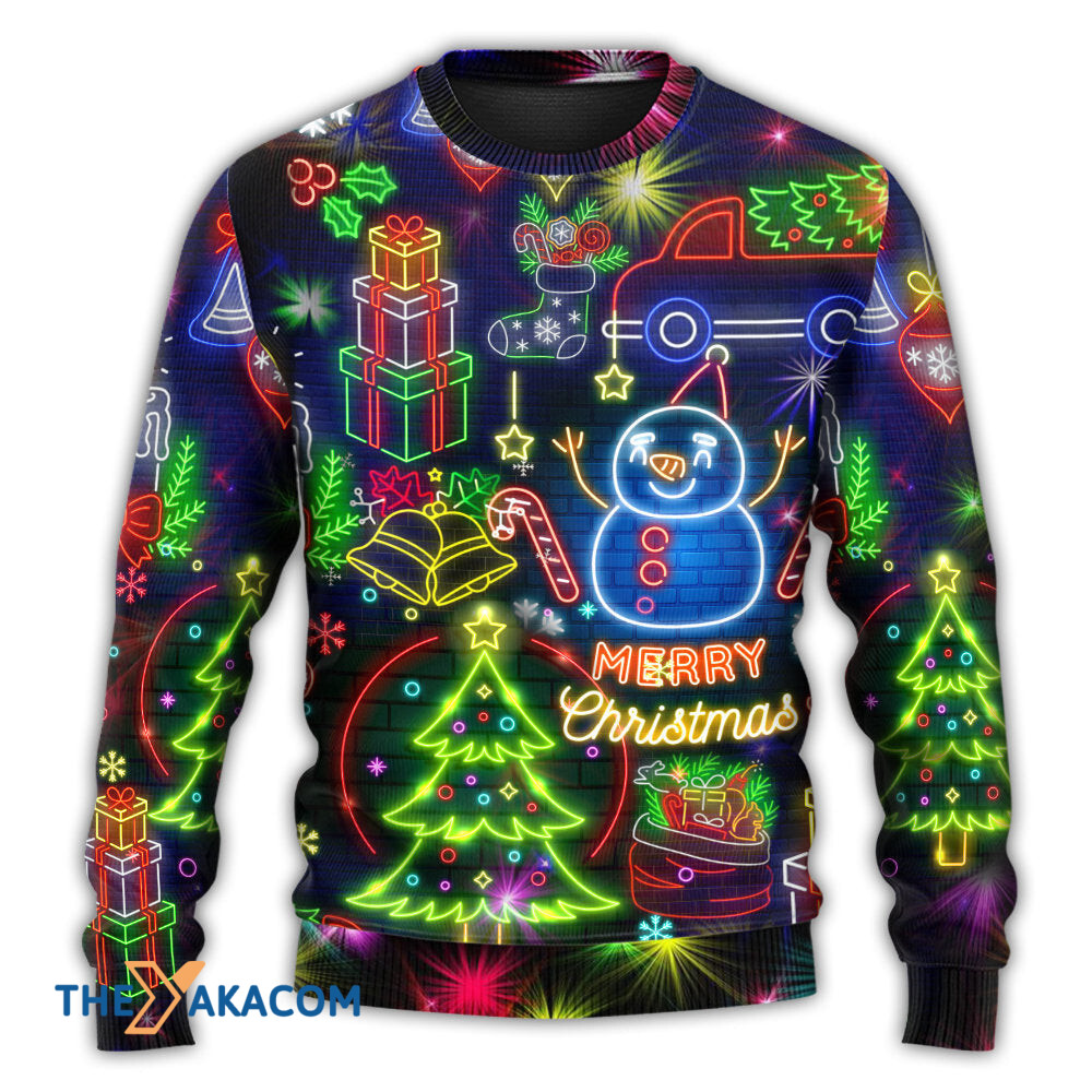 Christmas Bright Neon Lighting Gift For Lover Ugly Christmas Sweater