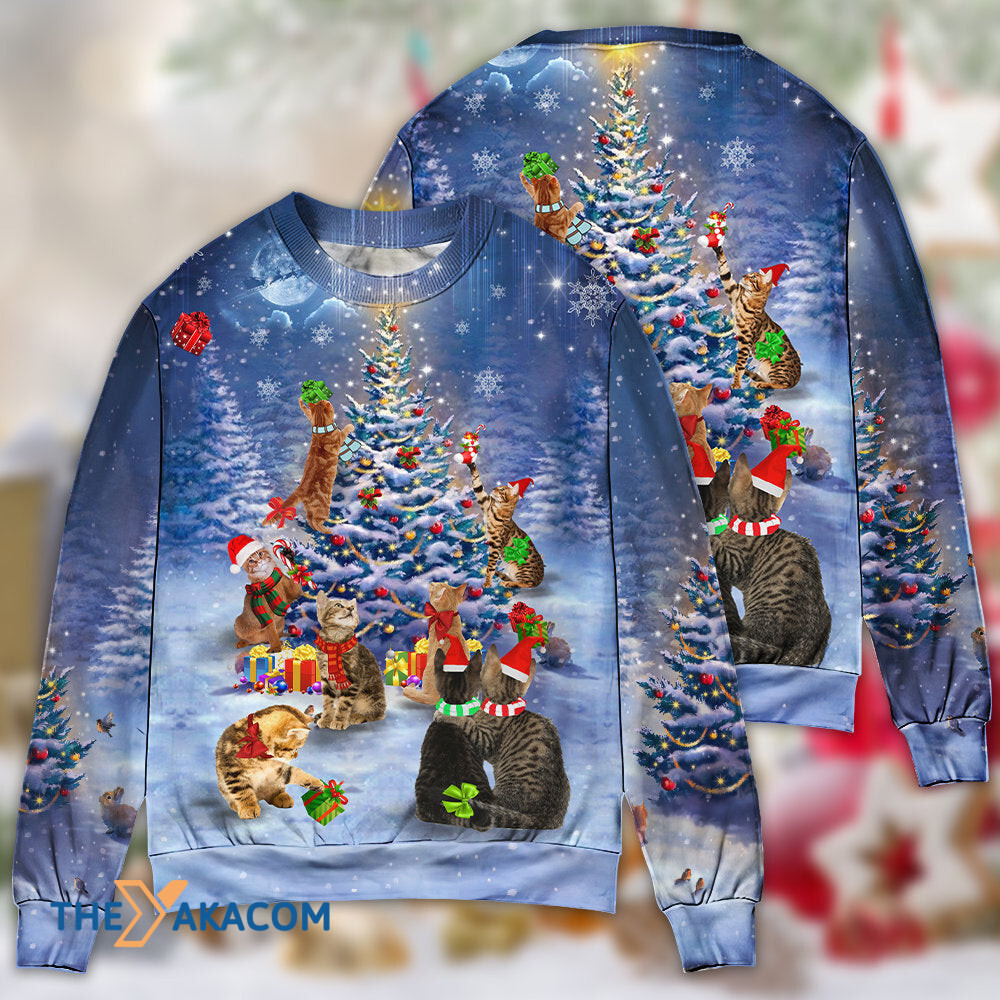 Christmas Cats Love Christmas Tree Gift For Lover Ugly Christmas Sweater