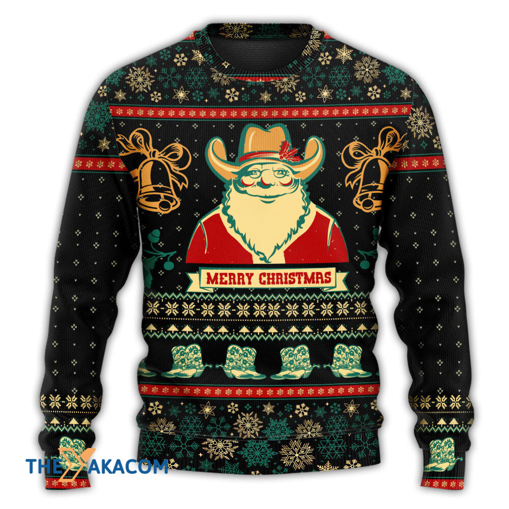 Christmas Cowboy Santa Christmas Old Man Gift For Lover Ugly Christmas Sweater