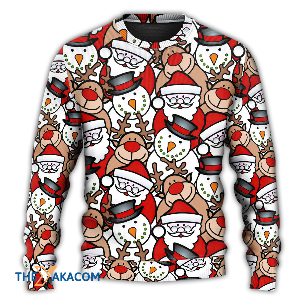 Christmas Cutie Santa And Reindeer Funny Style Gift For Lover Ugly Christmas Sweater