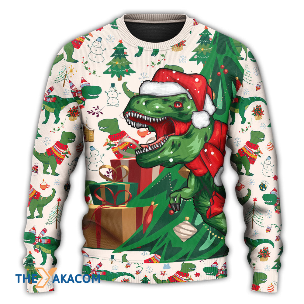 Christmas Dinosaurs Xmas Tree T-rex Merry Rexmas Gift For Lover Ugly Christmas Sweater