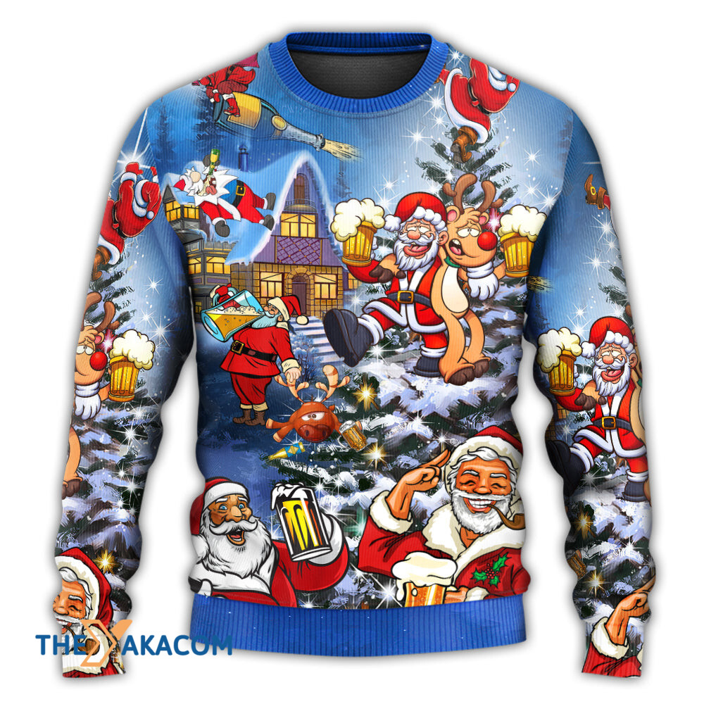 Christmas Funny Santa Claus Drinking Beer Troll Xmas Gift For Lover Ugly Christmas Sweater