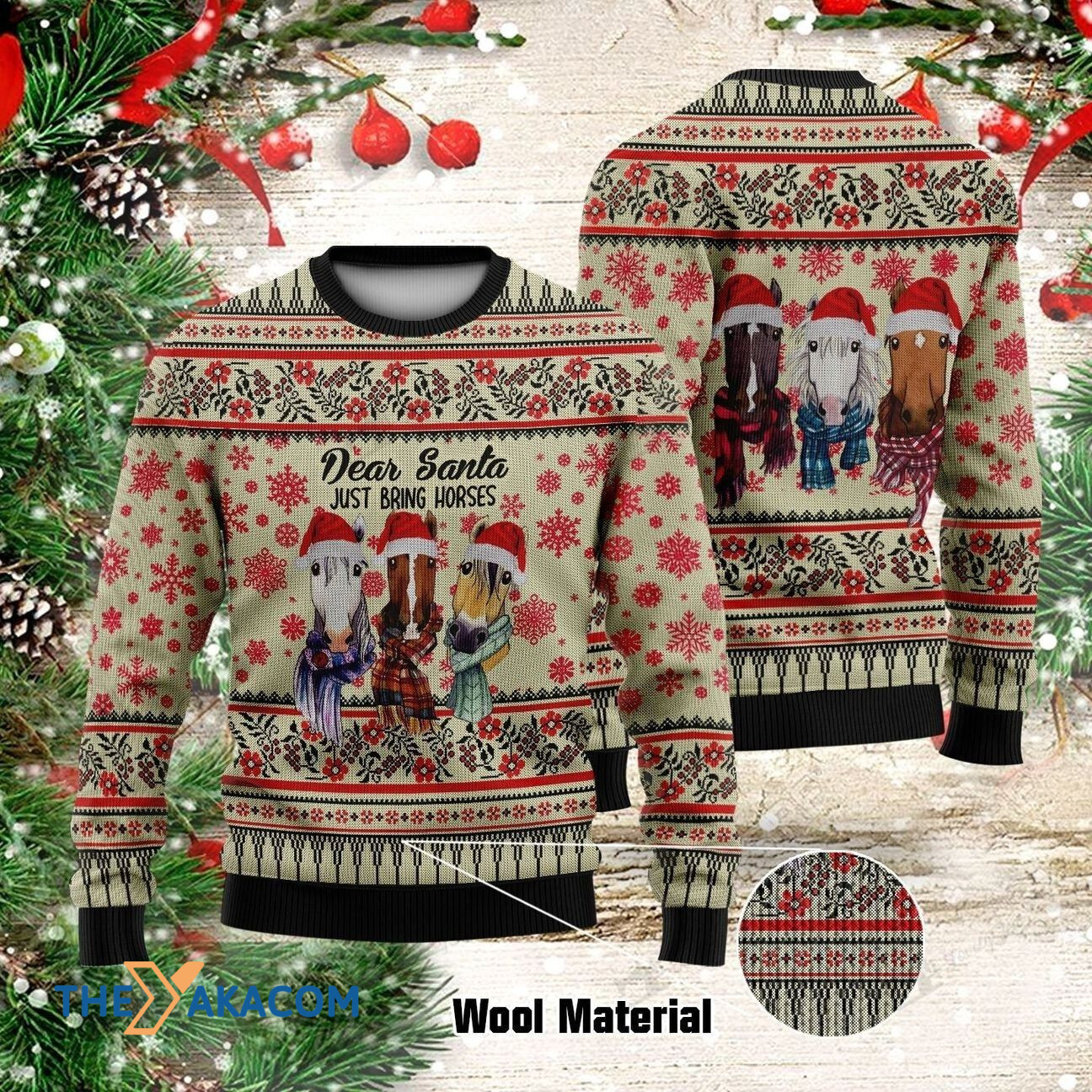 Christmas Horse Santa Gift For Christmas Ugly Christmas Sweater