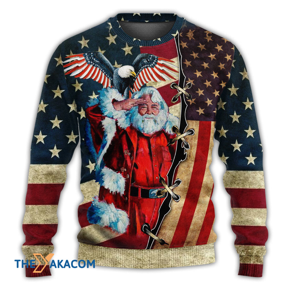 Christmas Patriot Santa Claus Gift For Lover Ugly Christmas Sweater