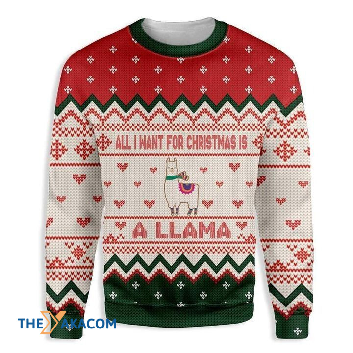 Christmas Pattern All I Wish For Christmas Is A Llama Gift For Christmas Ugly Christmas Sweater