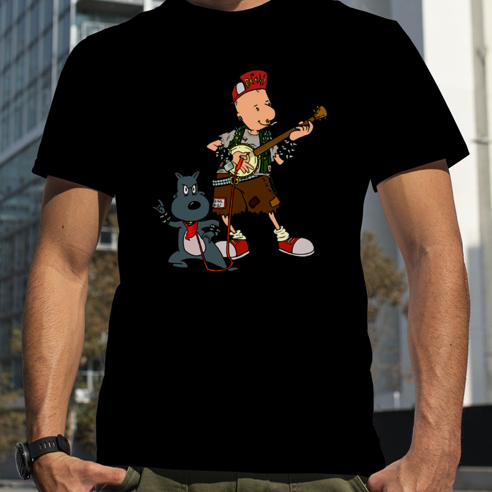 Doug Playing Guitar With Porkchop shirt