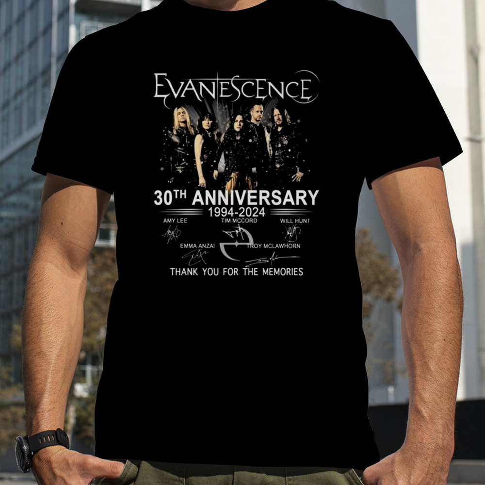 Evanescence 30th Anniversary 1994 – 2024 Thank You For The Memories Signatures Shirt