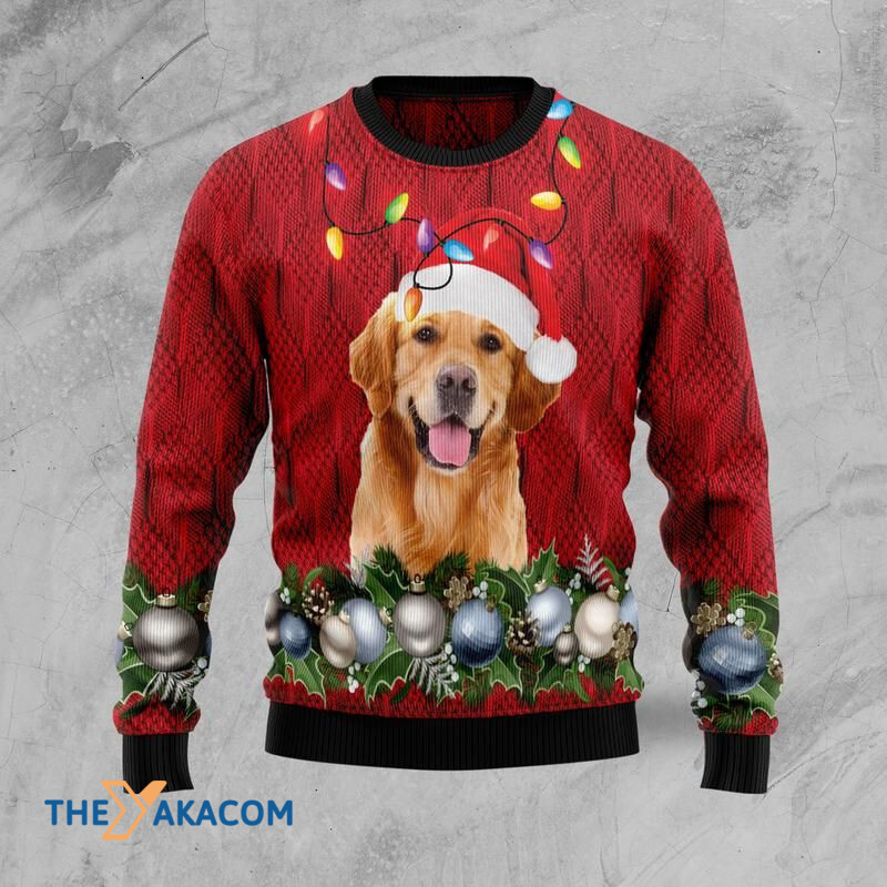 For Dog Lovers Golden Retriever With Santa Hat Awesome Gift For Christmas Ugly Christmas Sweater