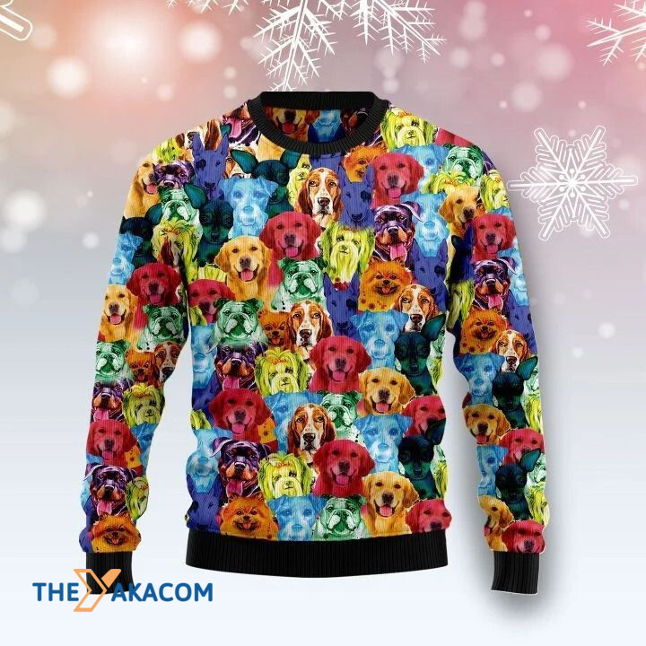 Full Of Colorful Kind Of Dog Gift For Christmas Ugly Christmas Sweater