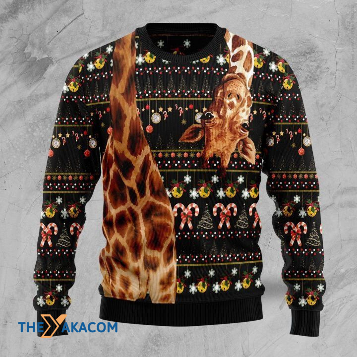 Funny Giraffe With Head Upset Gift For Christmas Ugly Christmas Sweater