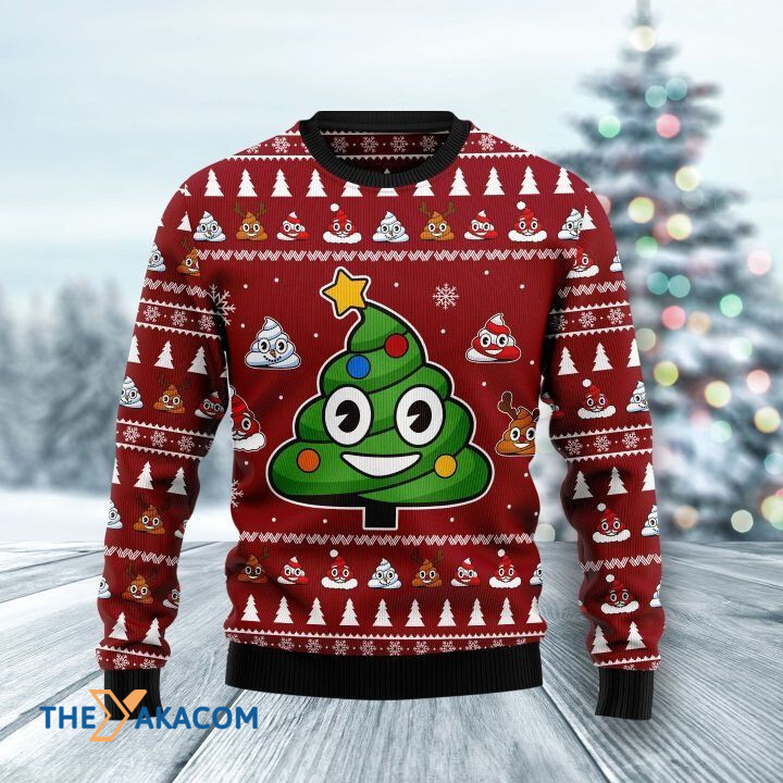 Funny Green Poop Christmas Tree Emoji Gift For Christmas Ugly Christmas Sweater