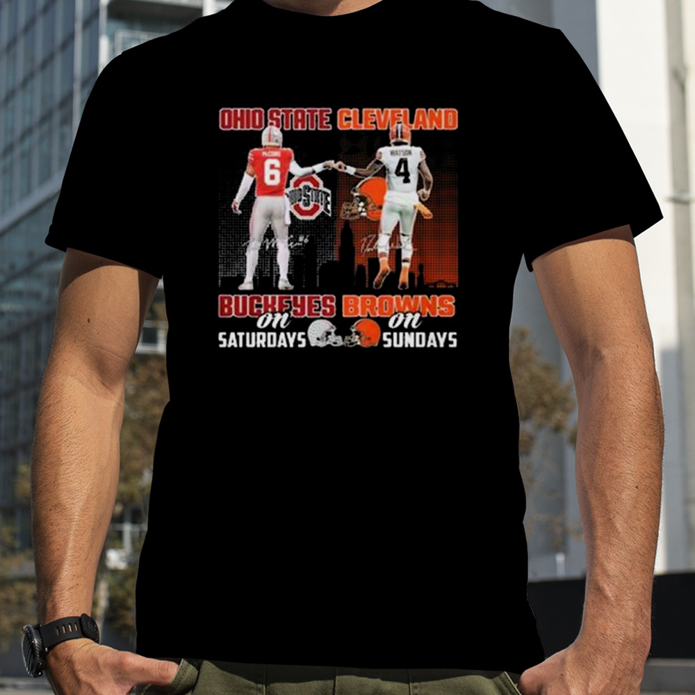 Ohio State Buckeyes On Saturday Cleveland Browns On Sundays Signatures Shirt