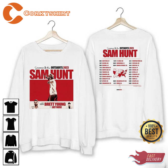 Sam Hunt Summer On The Outskirts 2023 Tour Brett Young Shirt