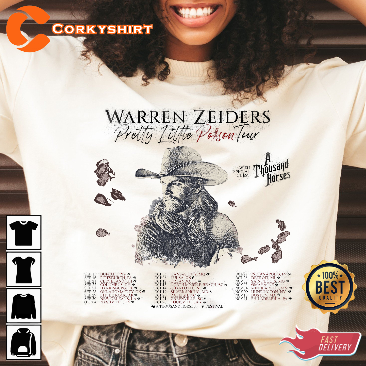 Warren Zeiders Tour Dates Pretty Little Poison Tour 2023 Concert T-Shirt